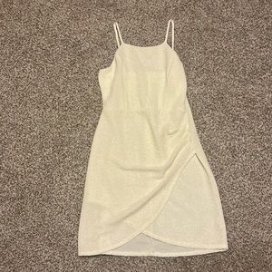 Ivory mini dress with gold sparkles